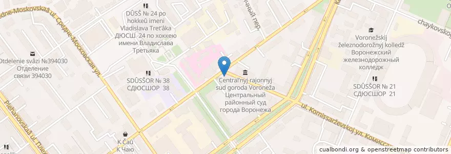 Mapa de ubicacion de Отдел криминалистики en Rusia, Distrito Federal Central, Óblast De Vorónezh, Городской Округ Воронеж.