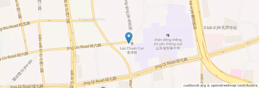 Mapa de ubicacion de 老传村 en 中国, 山东省, 济南市, 市中区.
