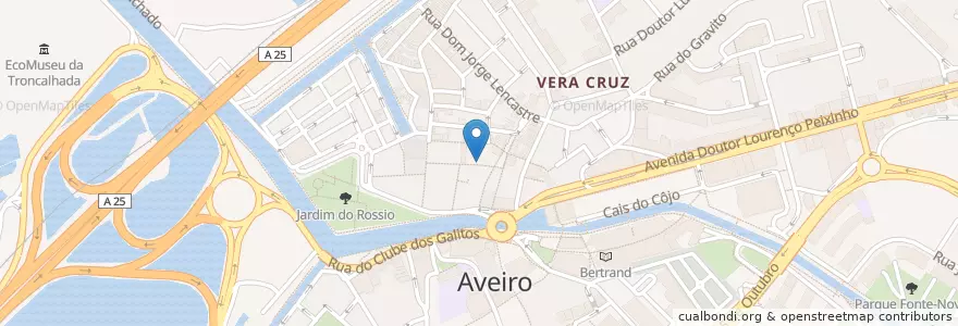 Mapa de ubicacion de El Boquerón Tapas Lounge en 葡萄牙, Aveiro, Centro, Baixo Vouga, Aveiro, Glória E Vera Cruz.
