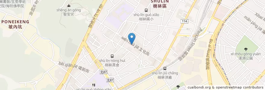 Mapa de ubicacion de 紫金四季蔬食餐廳 en Тайвань, Новый Тайбэй, 樹林區.