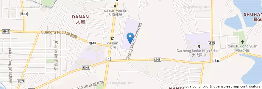Mapa de ubicacion de 大忠國小地下停車場 en Taiwán, Taoyuan, 八德區.