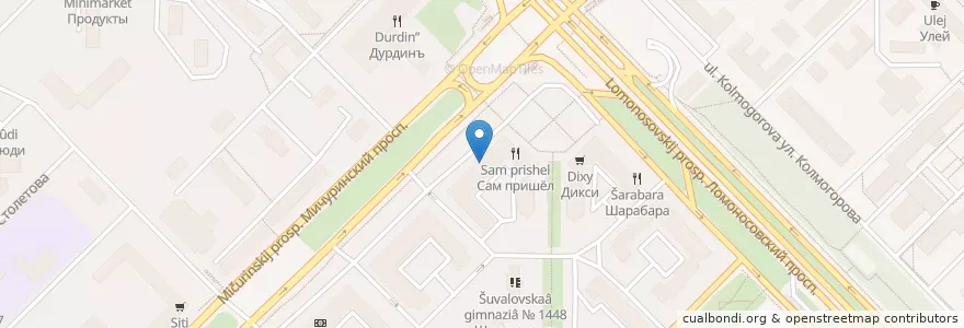 Mapa de ubicacion de ЛокоБанк en 俄罗斯/俄羅斯, Центральный Федеральный Округ, Москва, Западный Административный Округ, Район Раменки.