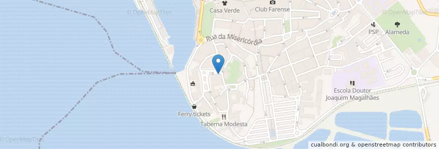 Mapa de ubicacion de Restaurante Cidade Velha en البرتغال, الغرب, الغرب, فارو, فارو, فارو.