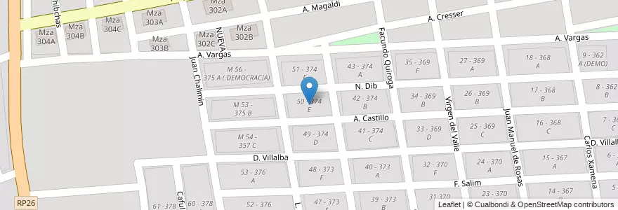 Mapa de ubicacion de 50 - 374 E en Argentinien, Salta, Capital, Municipio De Salta, Salta.
