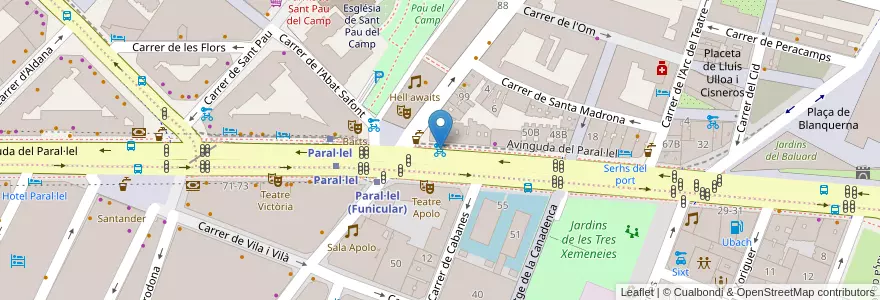 Mapa de ubicacion de 50 - Av. Paral·lel 54 en Испания, Каталония, Барселона, Барселонес, Барселона.