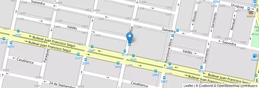 Mapa de ubicacion de 50 - Barrio Matheu en アルゼンチン, サンタフェ州, Departamento Rosario, Municipio De Rosario, ロサリオ.