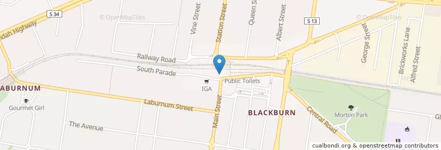 Mapa de ubicacion de Parkiteer en Австралия, Виктория, City Of Whitehorse.