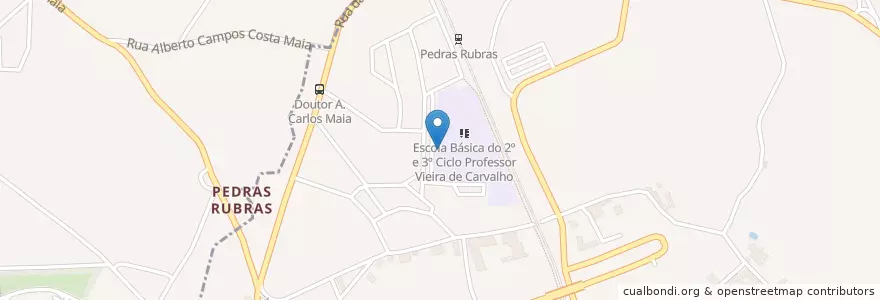 Mapa de ubicacion de Escola Básica do 2º e 3º Ciclo Professor Vieira de Carvalho en ポルトガル, ノルテ, Porto, Área Metropolitana Do Porto, Maia, Moreira.