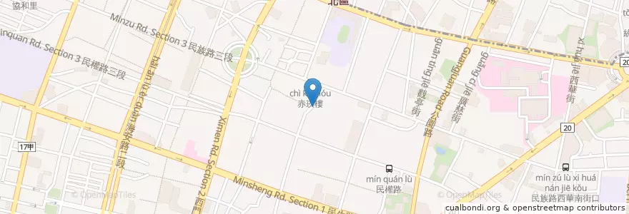 Mapa de ubicacion de 普羅民Fort Cafe en Taiwan, Tainan, Zhongxi District.