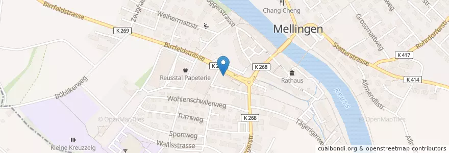 Mapa de ubicacion de Stop & Shop en Suiza, Aargau, Bezirk Baden, Mellingen.