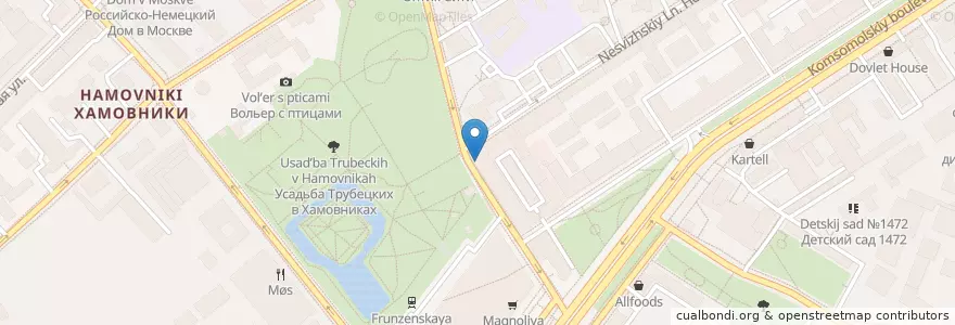 Mapa de ubicacion de 36,6 en ロシア, 中央連邦管区, モスクワ, Центральный Административный Округ, Район Хамовники.