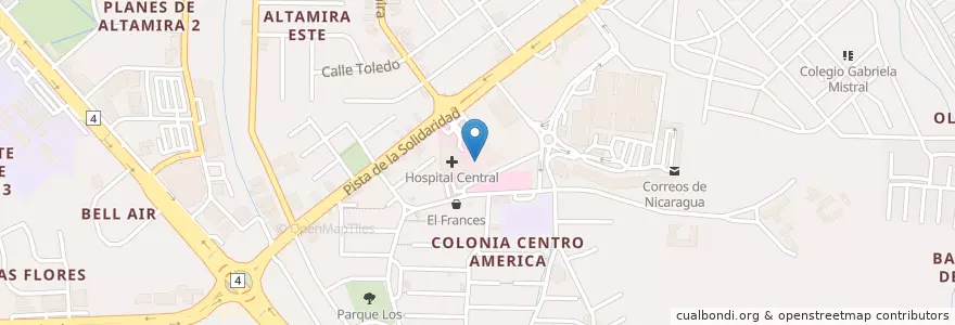 Mapa de ubicacion de Hospital Central de Managua en نيكاراجوا, Departamento De Managua, Managua (Municipio).