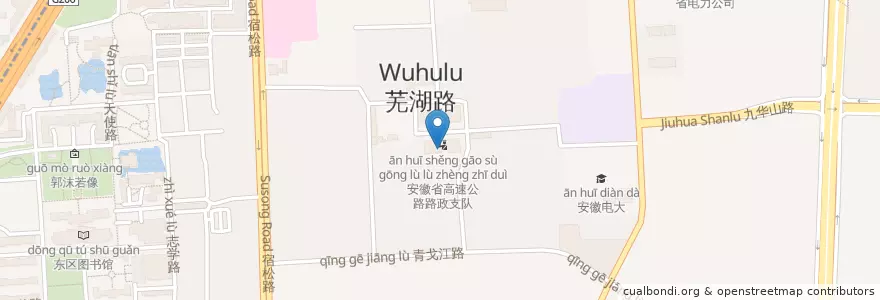 Mapa de ubicacion de 合肥中山设计学校 en 중국, 안후이성, 허페이시, 包河区 (Baohe), 合肥市区, 芜湖路街道.