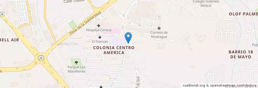 Mapa de ubicacion de Co-Labora en Nicarágua, Departamento De Managua, Managua (Municipio).