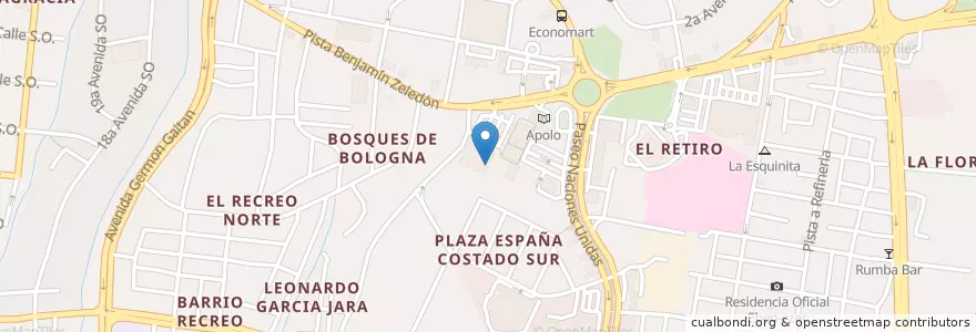Mapa de ubicacion de Food Court Plaza España en Nicarágua, Departamento De Managua, Managua (Municipio).
