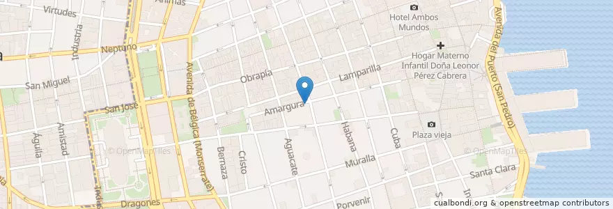 Mapa de ubicacion de Henky's Bar en 古巴, La Habana, La Habana Vieja.