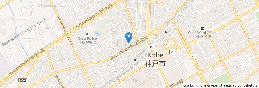 Mapa de ubicacion de 神戶牛燒肉 石田屋 Hanare en Japan, Präfektur Hyōgo, 神戸市, 中央区.
