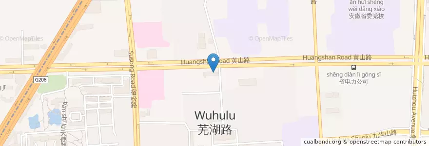 Mapa de ubicacion de China Construction Bank en China, Anhui, Hefei, Baohe District, Urban Hefei, Wuhulu Subdistrict.