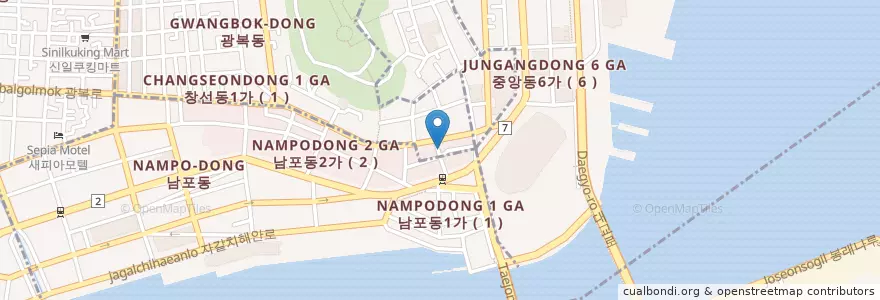 Mapa de ubicacion de Moomoo Burger en كوريا الجنوبية, بسان, 중구.
