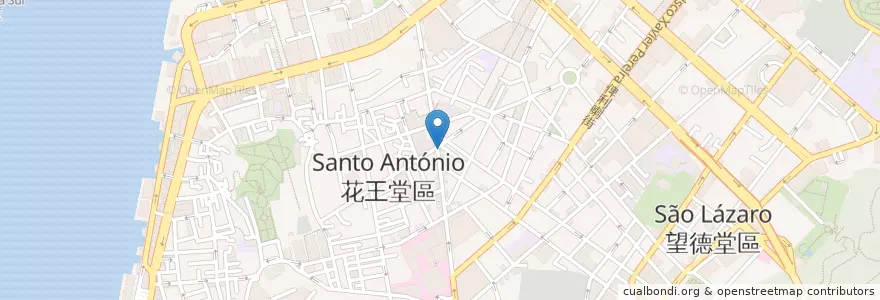 Mapa de ubicacion de 樂點咖啡 en China, Macau, Guangdong, Zhuhai City, Municipality Of Macau, Xiangzhou District, Santo António.