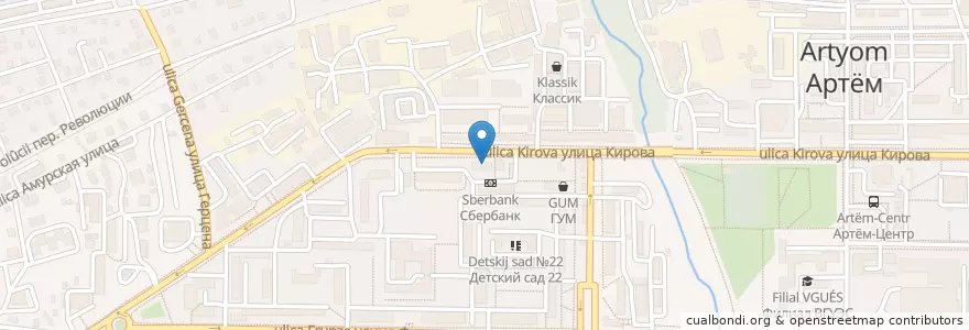 Mapa de ubicacion de Сбербанк, Банкомат 24 часа en 俄罗斯/俄羅斯, 远东联邦管区, 滨海边疆区, Артёмовский Городской Округ.
