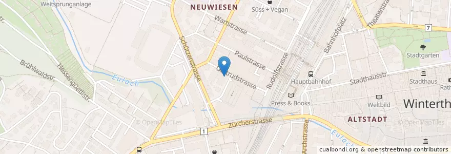 Mapa de ubicacion de ZHAW en Schweiz/Suisse/Svizzera/Svizra, Zürich, Bezirk Winterthur, Winterthur.