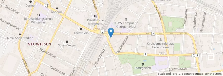Mapa de ubicacion de ZHAW en Switzerland, Zurich, Bezirk Winterthur, Winterthur.
