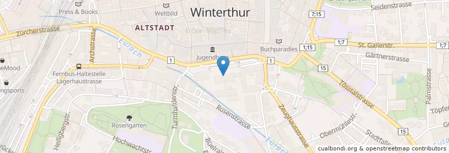 Mapa de ubicacion de ZHAW en Svizzera, Zurigo, Bezirk Winterthur, Winterthur.