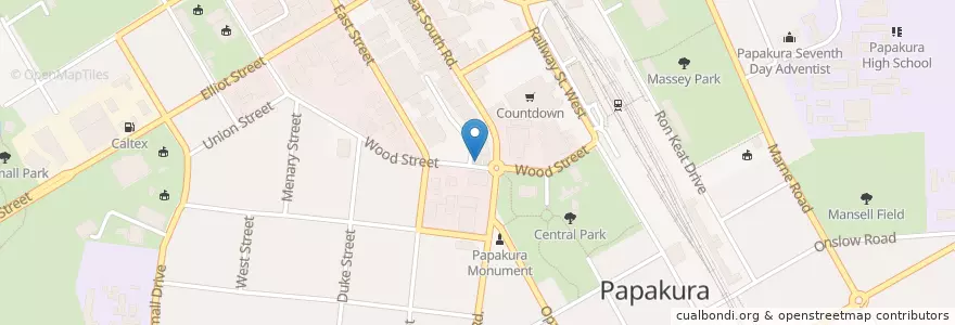 Mapa de ubicacion de The Pizza Box en Nouvelle-Zélande, Auckland, Papakura.