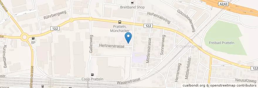Mapa de ubicacion de BIO Restaurant LANDHOF en سوئیس, Basel-Landschaft, Bezirk Liestal, Pratteln.