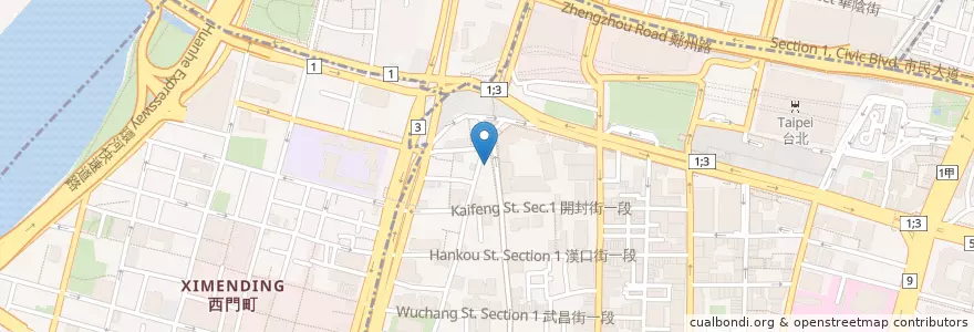 Mapa de ubicacion de 京町8号 en 타이완, 신베이 시, 타이베이시, 중정 구.
