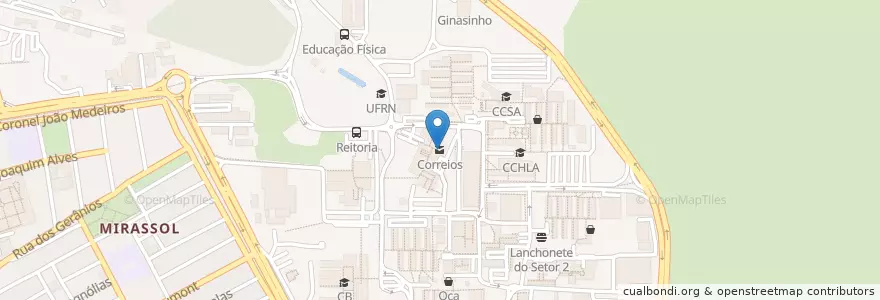Mapa de ubicacion de Correios en ブラジル, 北東部地域, リオグランデ・ド・ノルテ, Região Geográfica Intermediária De Natal, Microrregião De Natal, ナタール.