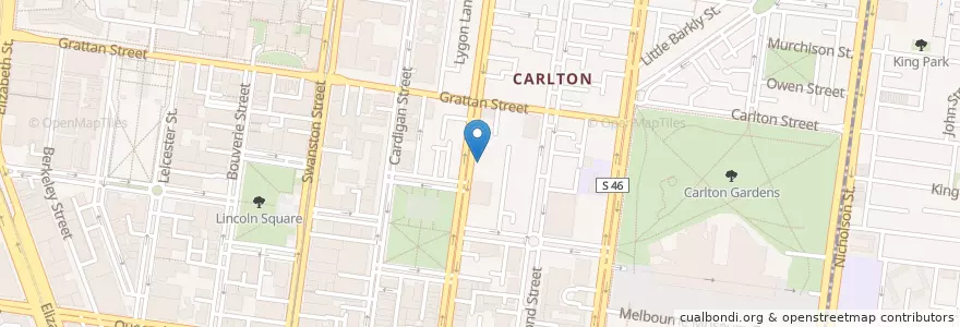 Mapa de ubicacion de Little Lygon en أستراليا, ولاية فيكتوريا, City Of Melbourne.