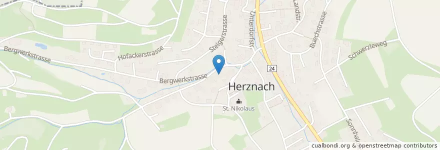 Mapa de ubicacion de Feuerwehr Herznach en 스위스, Aargau, Bezirk Laufenburg, Herznach.