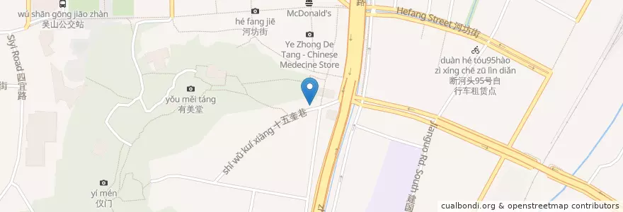 Mapa de ubicacion de 新周记家常菜 en 中国, 浙江省, 杭州市, 上城区, 紫阳街道, 清波街道.