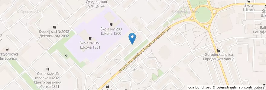 Mapa de ubicacion de Участковый пункт полиции en Rusia, Distrito Federal Central, Москва, Восточный Административный Округ, Район Новокосино.