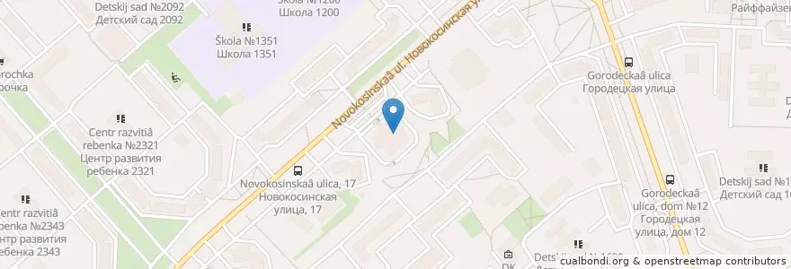 Mapa de ubicacion de Бургер Крафт Бир en Rusia, Центральный Федеральный Округ, Москва, Восточный Административный Округ, Район Новокосино.