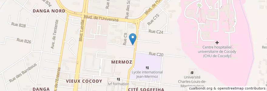 Mapa de ubicacion de Sup Elite en Ivoorkust, Abidjan, Cocody.