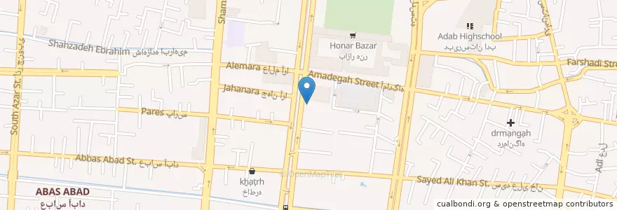 Mapa de ubicacion de بانک رفاه en 이란, استان اصفهان, شهرستان اصفهان, بخش مرکزی شهرستان اصفهان, اصفهان.
