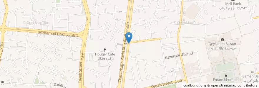 Mapa de ubicacion de بانک صادرات میدان امام حسین ۲۲۶ en Irão, استان اصفهان, شهرستان اصفهان, بخش مرکزی شهرستان اصفهان, اصفهان.