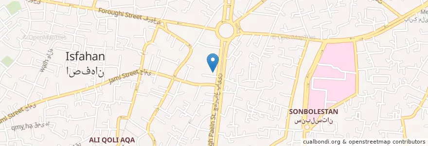 Mapa de ubicacion de بانک صادرات en İran, İsfahan Eyaleti, شهرستان اصفهان, بخش مرکزی شهرستان اصفهان, اصفهان.