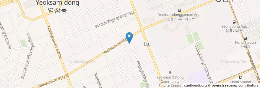 Mapa de ubicacion de 동영문화센터 주차장 en 대한민국, 서울, 강남구, 역삼동, 역삼2동.