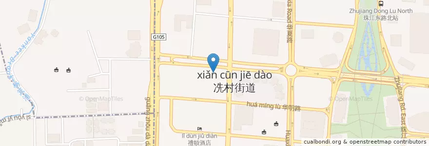 Mapa de ubicacion de Vegetarian en 中国, 広東省, 広州市, 天河区, 冼村街道.