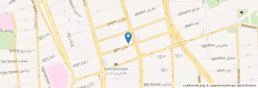 Mapa de ubicacion de شرکت معین پارسیان en Iran, Teheran, شهرستان تهران, Teheran, بخش مرکزی شهرستان تهران.
