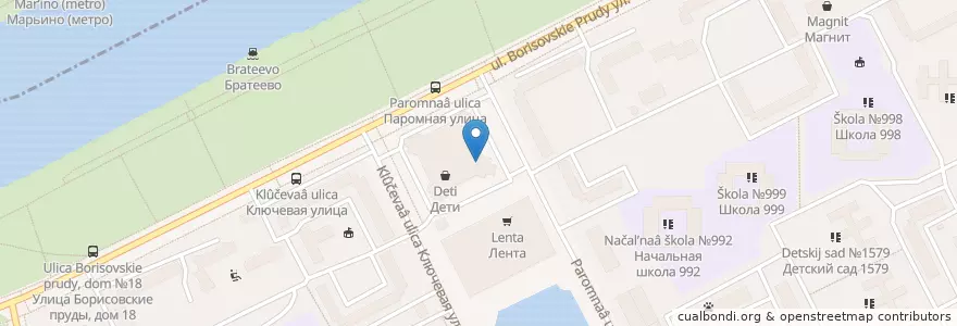 Mapa de ubicacion de Сбербанк en Russia, Distretto Federale Centrale, Москва, Южный Административный Округ, Район Братеево.