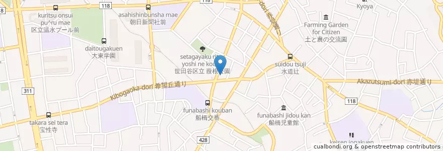 Mapa de ubicacion de キグナス石油 en Japón, Tokio, Setagaya.