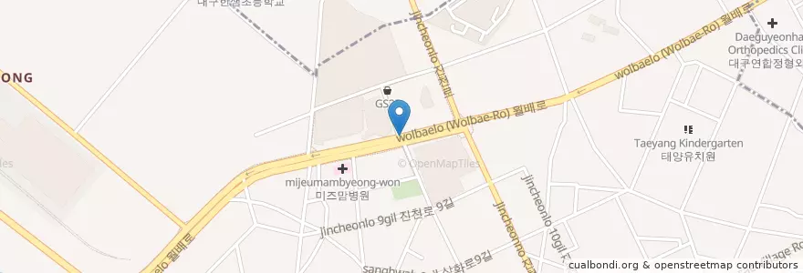 Mapa de ubicacion de 진천역 en 대한민국, 대구, 달서구, 진천동.