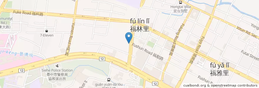 Mapa de ubicacion de 何記東勢李抄手 en Taiwan, Taichung, 西屯區.