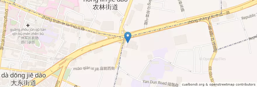 Mapa de ubicacion de 广州铁路工人文化宫 en 中国, 广东省, 广州市, 越秀区, 东山街道.