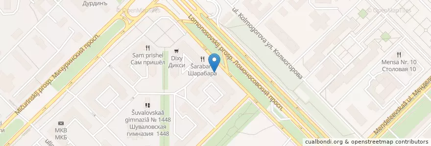 Mapa de ubicacion de Мираторг en روسيا, Центральный Федеральный Округ, Москва, Западный Административный Округ, Район Раменки.